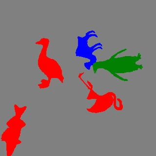 Synthetic keypoint sample with animal silhouettes